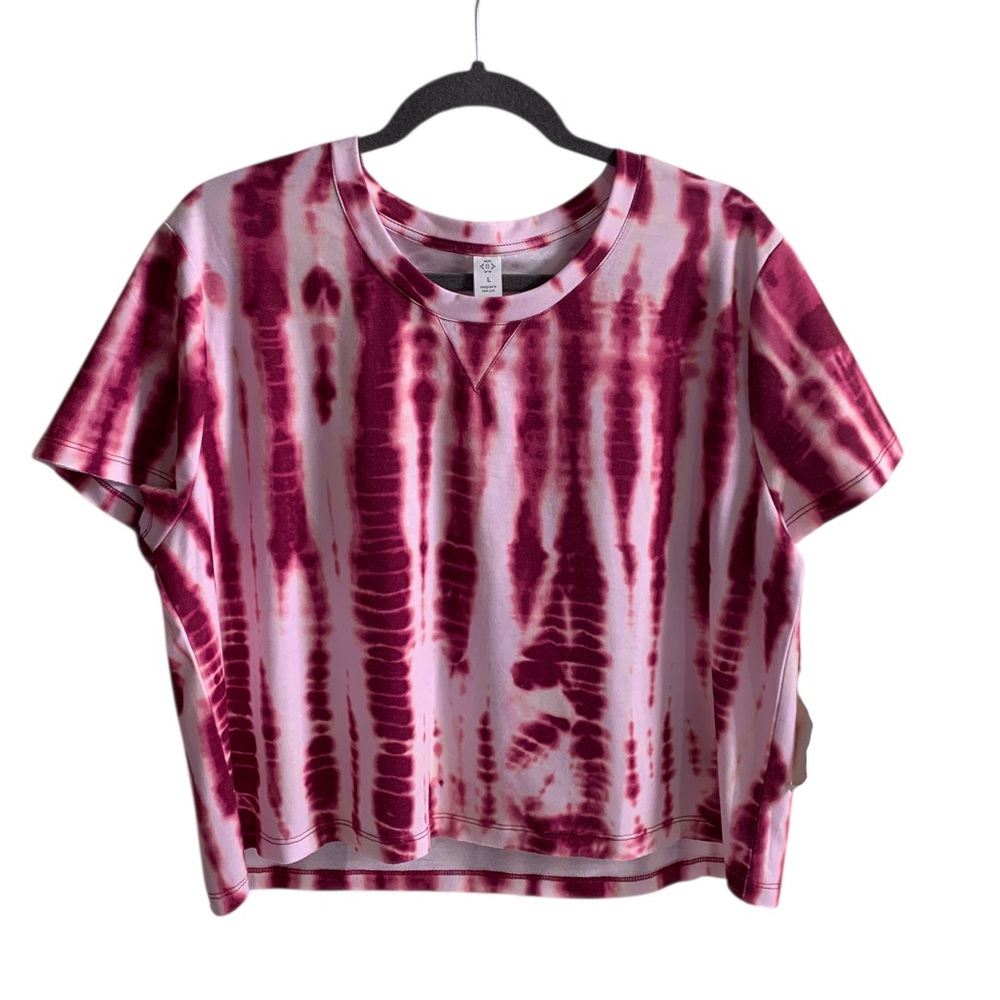 Nanette Lepore Play Short Sleeve Tee Crop Top Pink Tie-Dye Womens T-Shirt- NWT